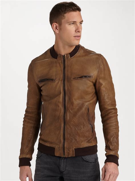 dolce gabbana leather men brown|Dolce & Gabbana leather jacket.